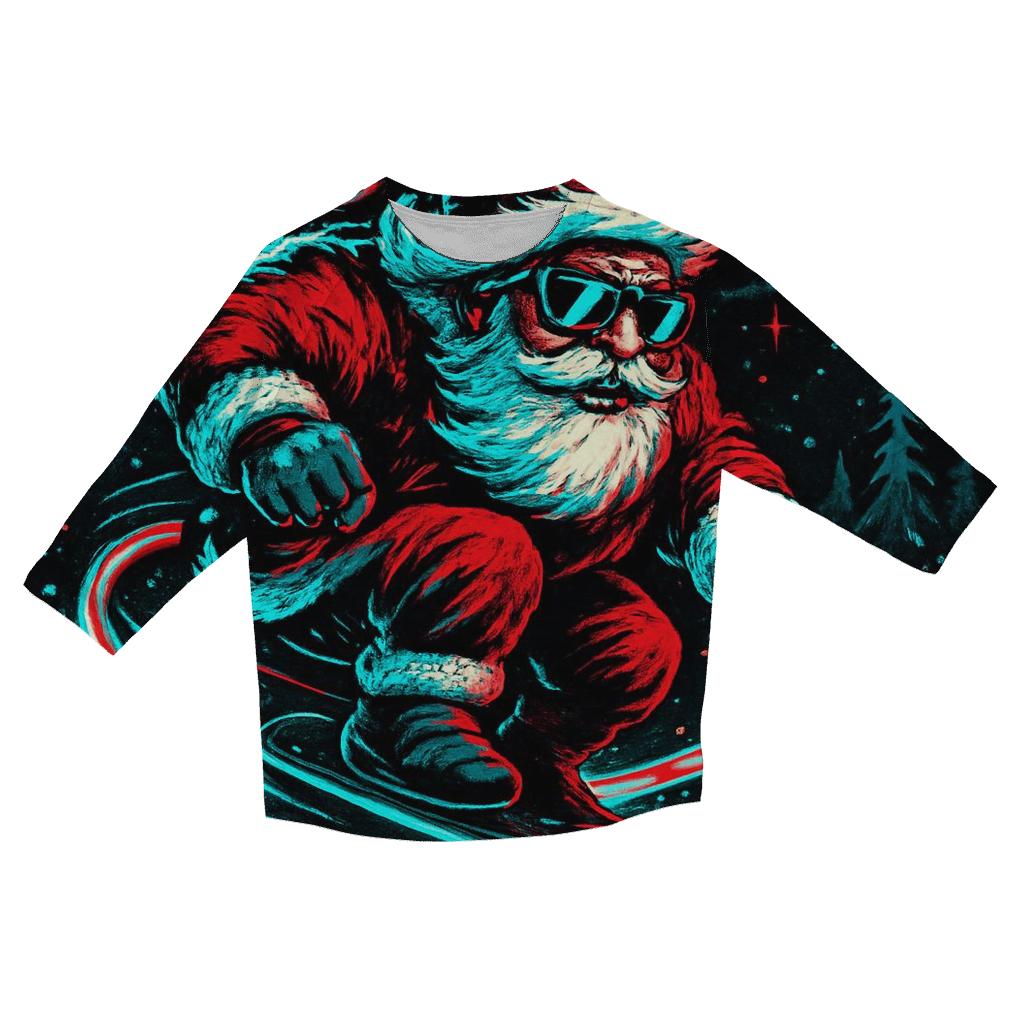 Neon Sleigh Night Rider Santa casual three quarter sleeve shirts