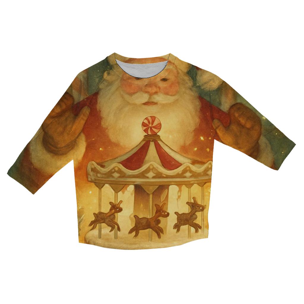 Gingerbread Workshop Carousel Santa designer 3/4 sleeve blouses