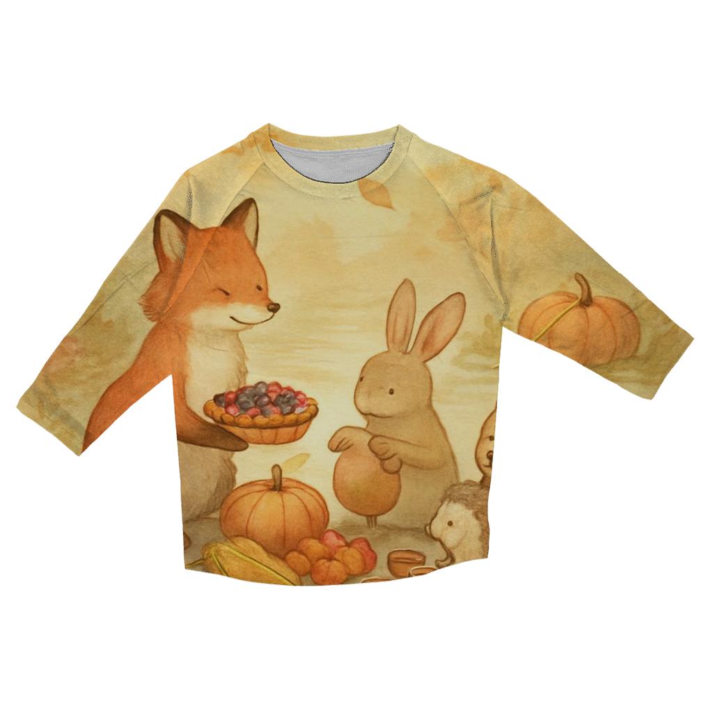 Autumn River Feast Of The Woodland Friends custom 3/4 sleeve shirts