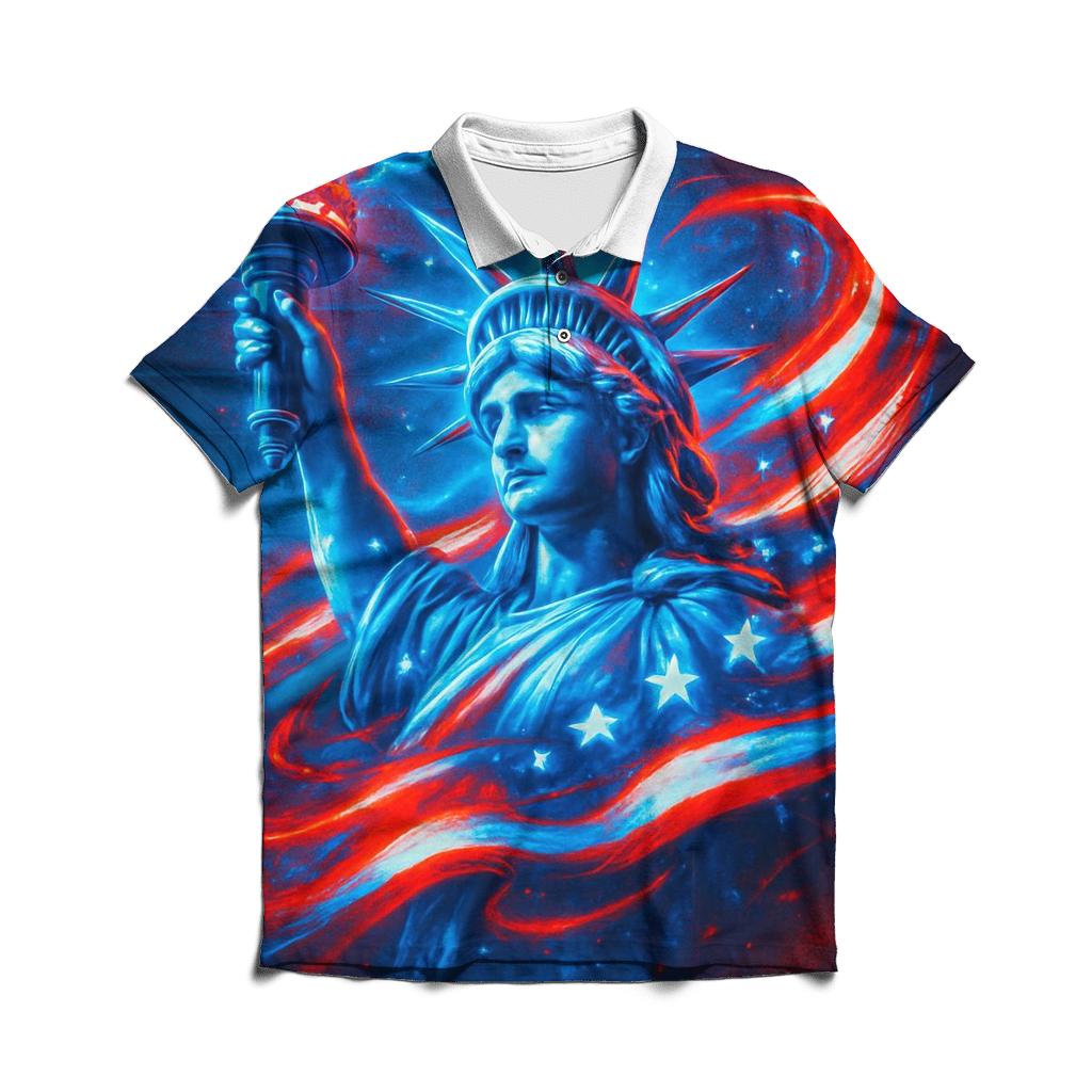 Neon Liberty Surge Flag custom polo shirts