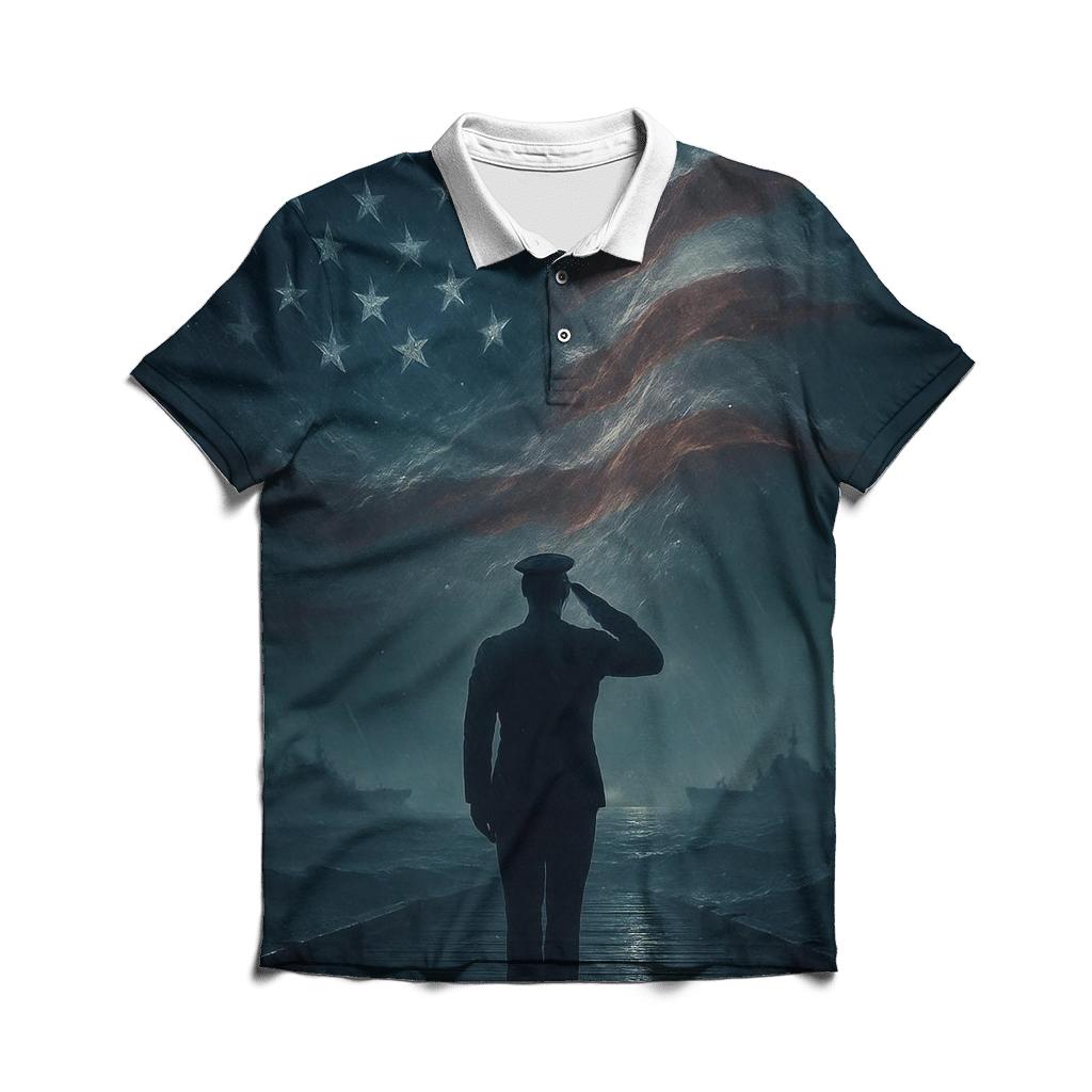 Harbor Vigil Under The Star Field embroidered polo tops