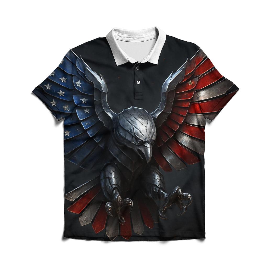 Steel Eagle Flag Crest branded logo polo shirts
