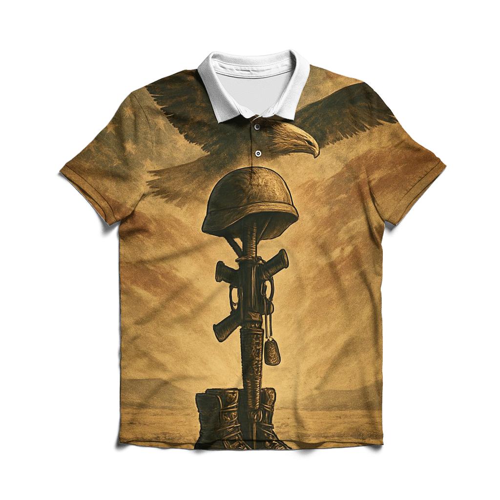 Desert Memorial With Wings Of Steel custom polo shirts