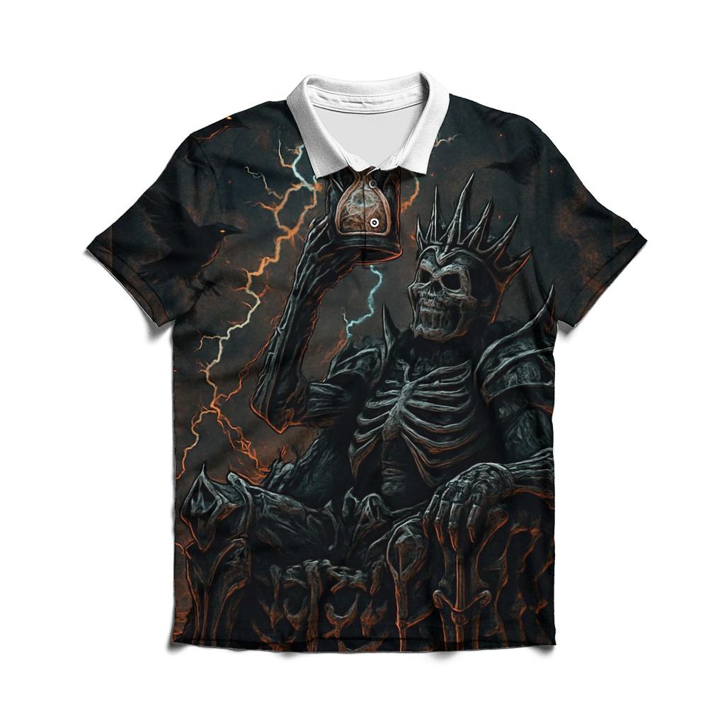 Throne Of The Ashen Skeleton King premium cotton polo shirts
