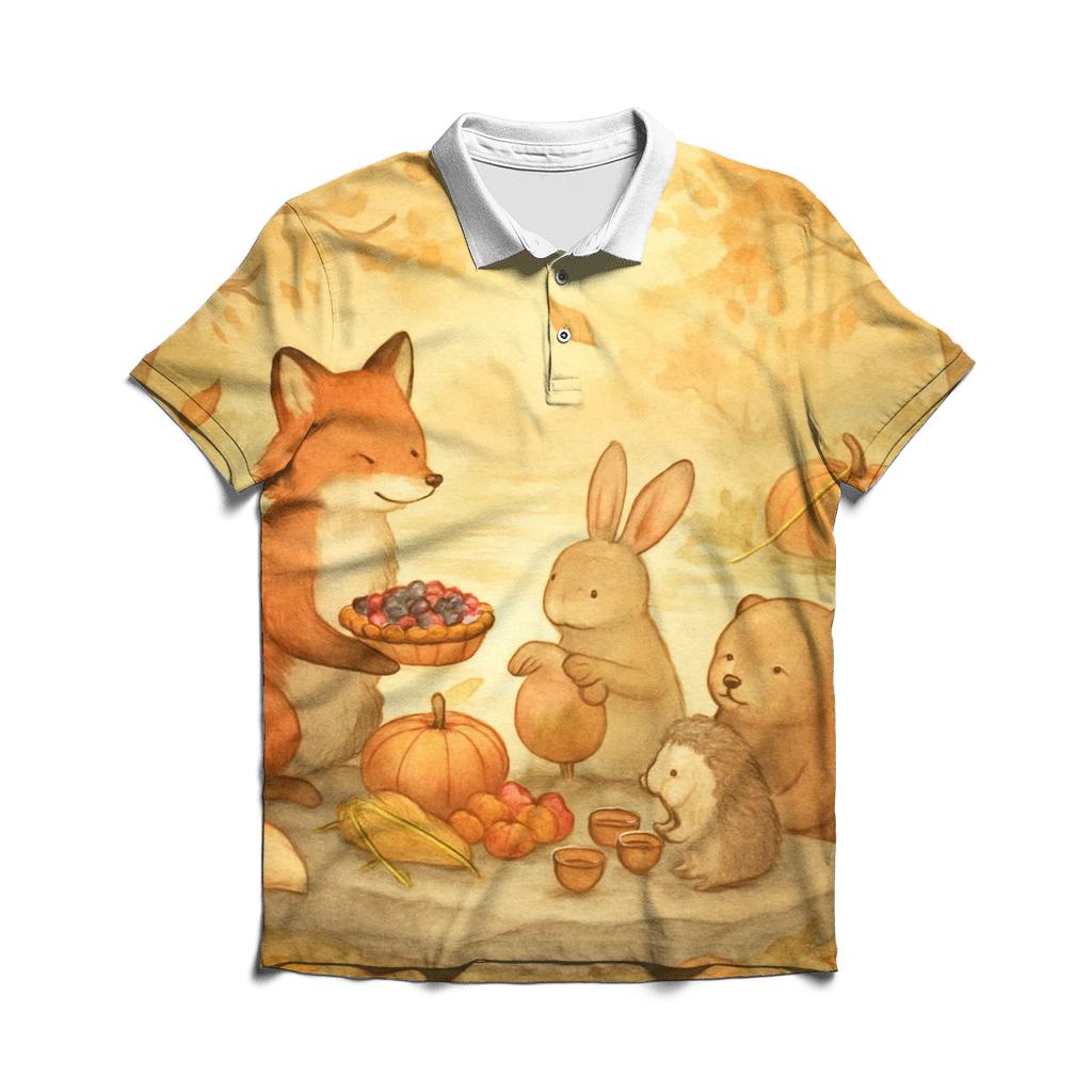 Autumn River Feast Of The Woodland Friends casual sports polo shirts