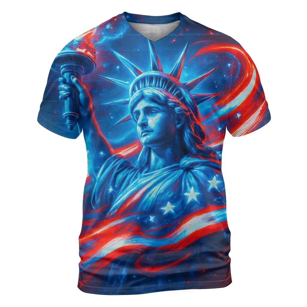 Neon Liberty Surge Flag creative print fashion shirts