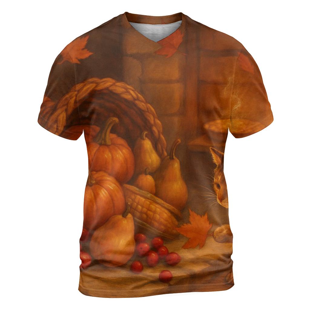 Candlelit Cornucopia Hearth artistic all-over print tops