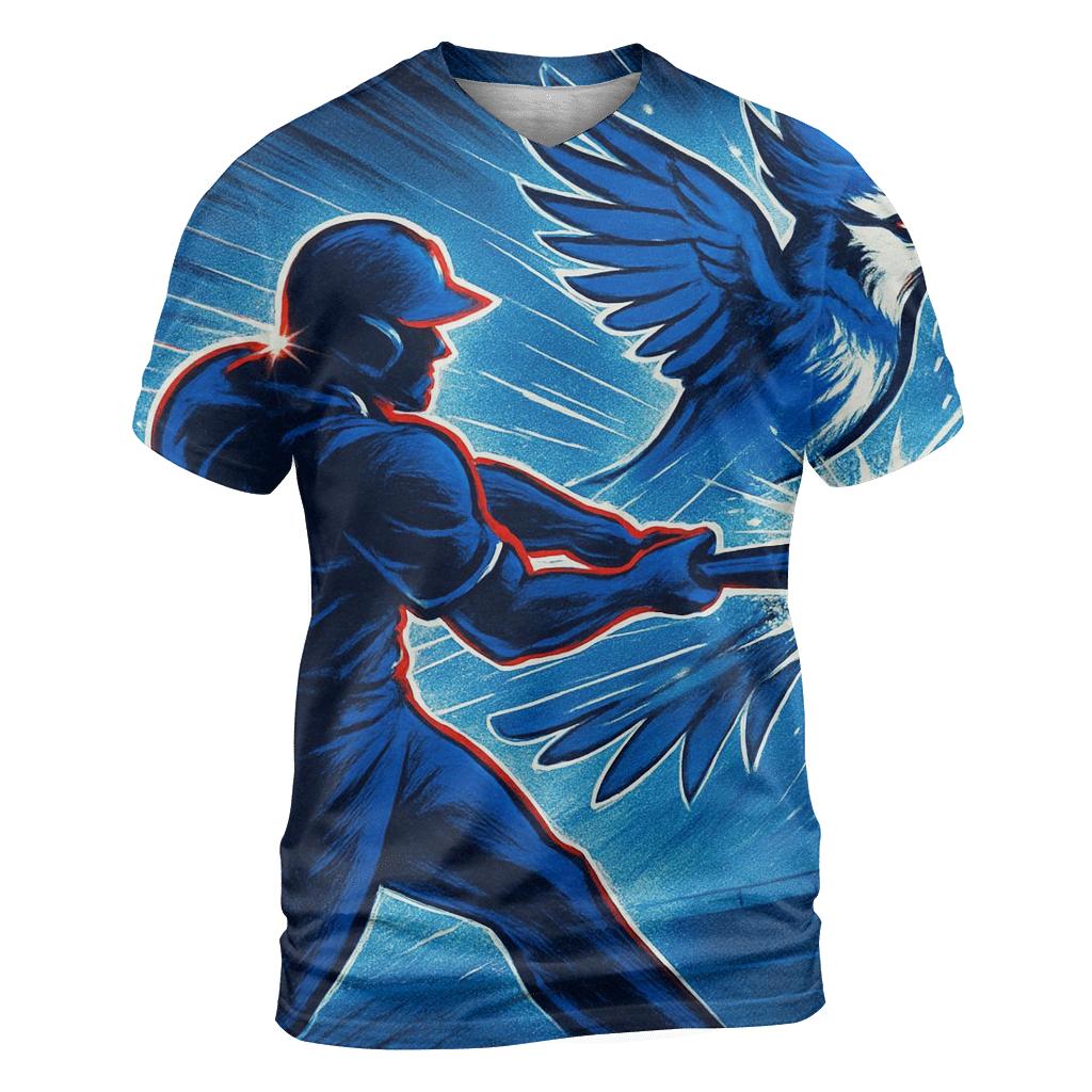 Featherstorm Swing With Blue Jays Energy artistic all-over print tops