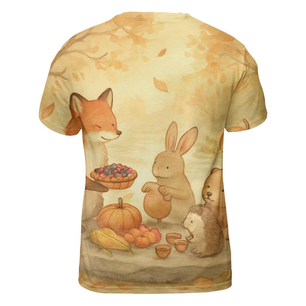 Autumn River Feast Of The Woodland Friends artistic all-over print tops