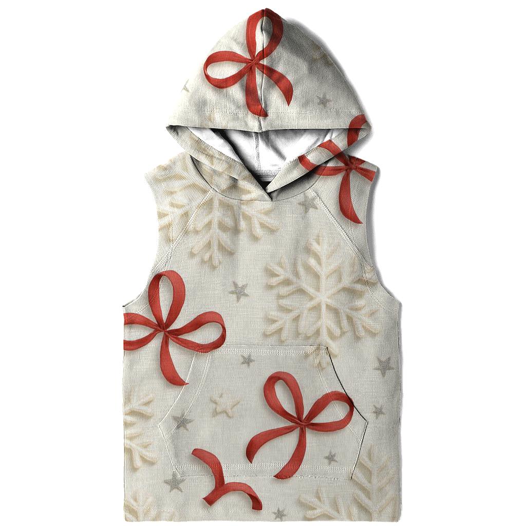 Ivory Snowflake Ribbon Scatter On Winter White Background graphic hoodies