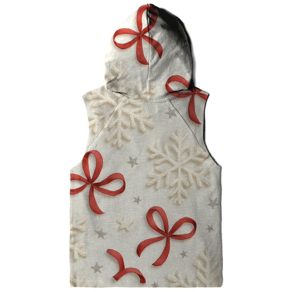 Ivory Snowflake Ribbon Scatter On Winter White Background graphic hoodies