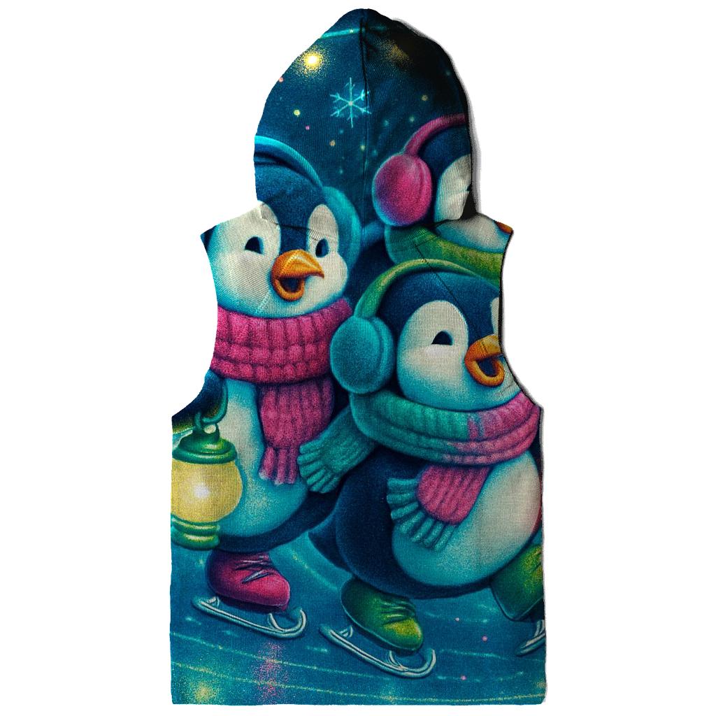 Neon Caroling Penguins On Skates graphic hoodies