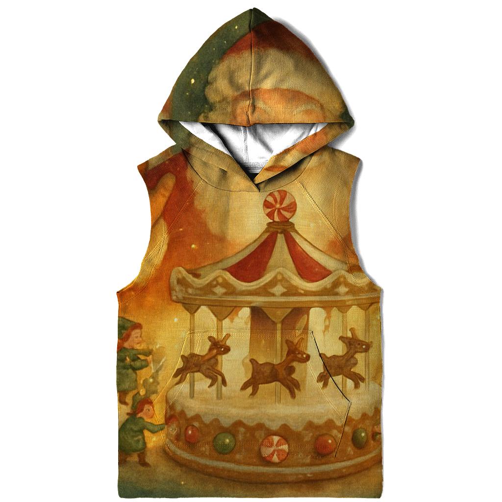 Gingerbread Workshop Carousel Santa embroidered hoodies