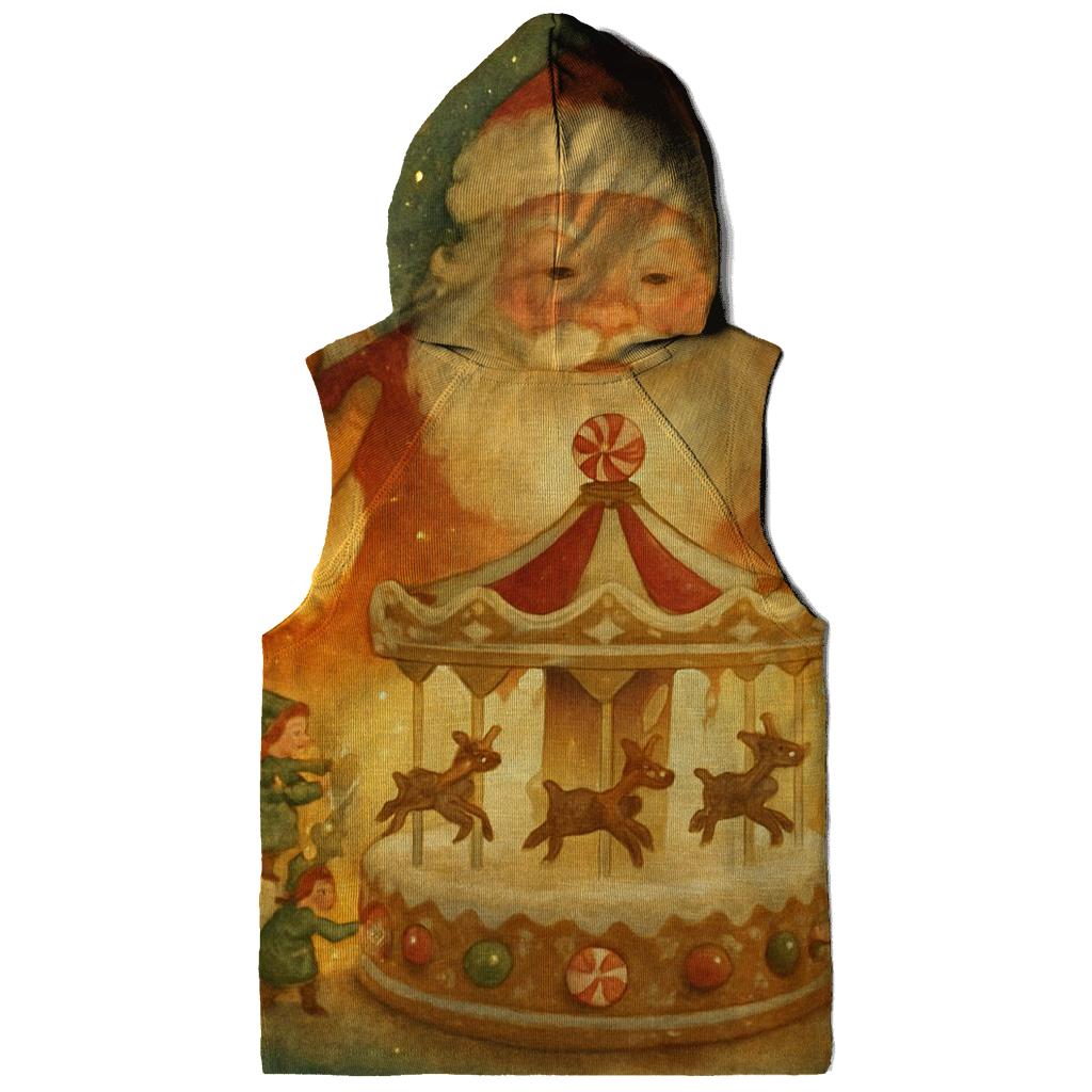 Gingerbread Workshop Carousel Santa embroidered hoodies