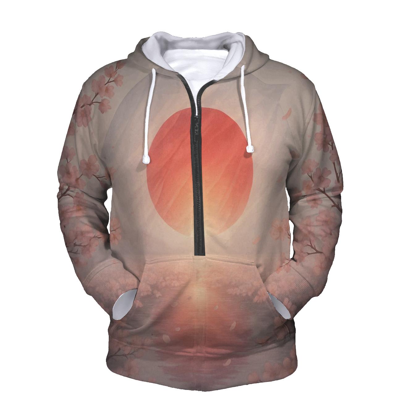 Aurora Sakura Rising Japan embroidered hoodies