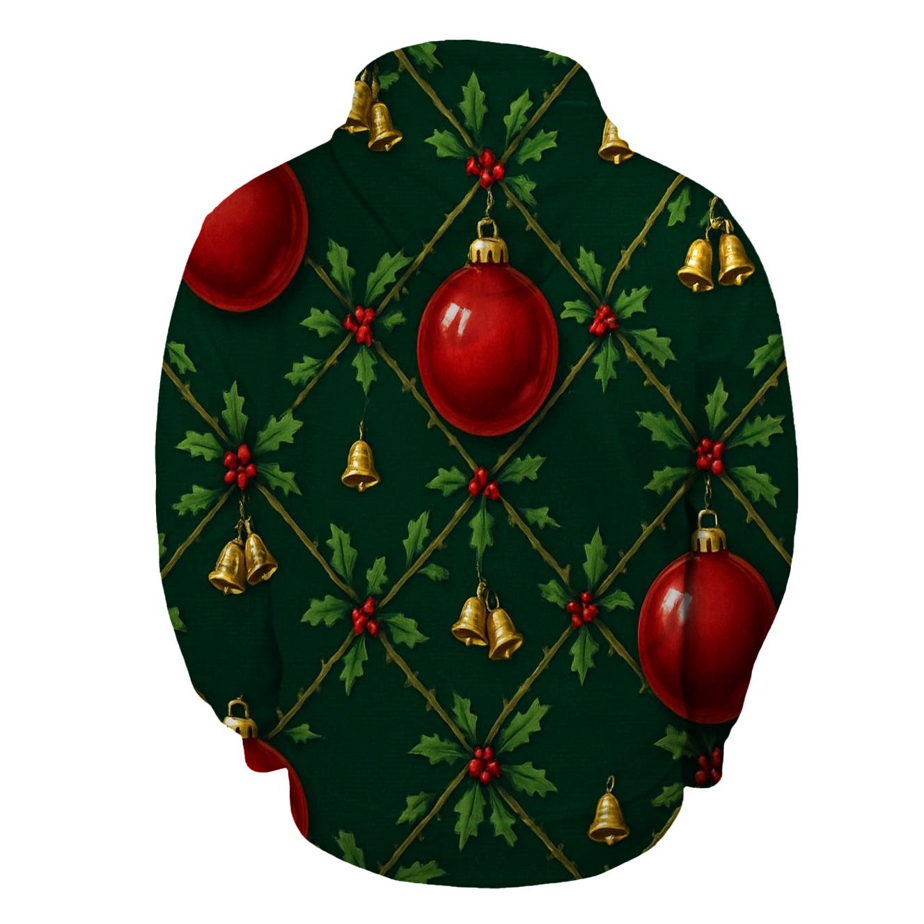Crimson Ornament Lattice On Midnight Green Background hoodie styles