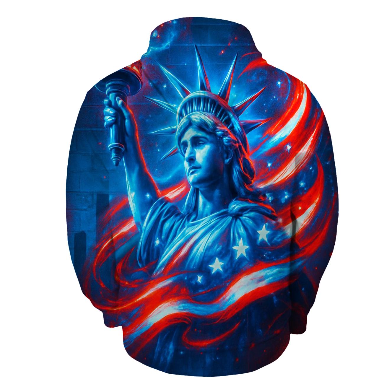 Neon Liberty Surge Flag pullover hoodies