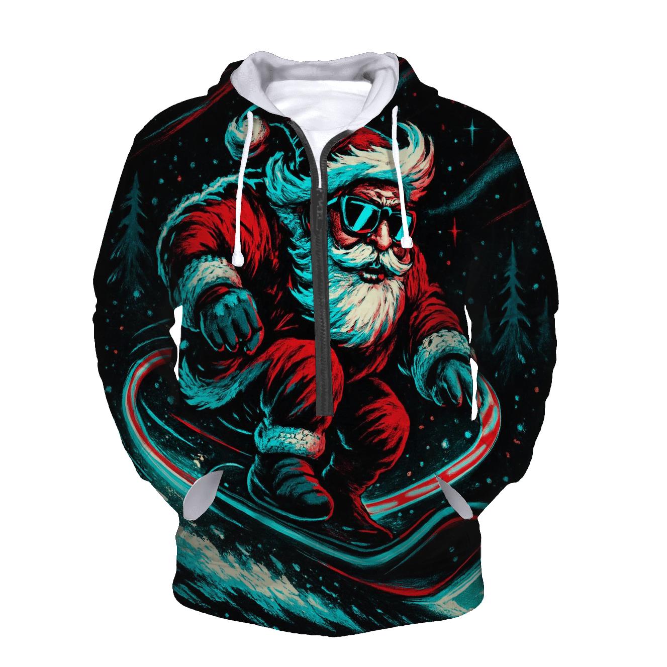 Neon Sleigh Night Rider Santa designer hoodies