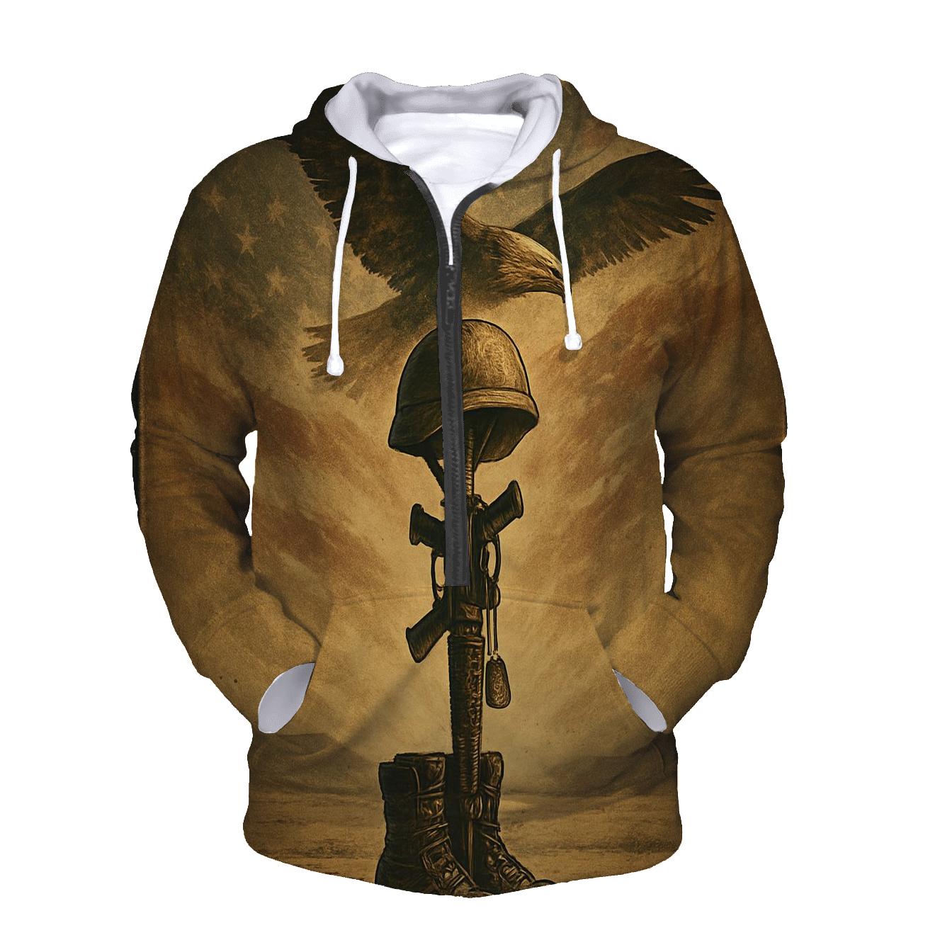 Desert Memorial With Wings Of Steel embroidered hoodies