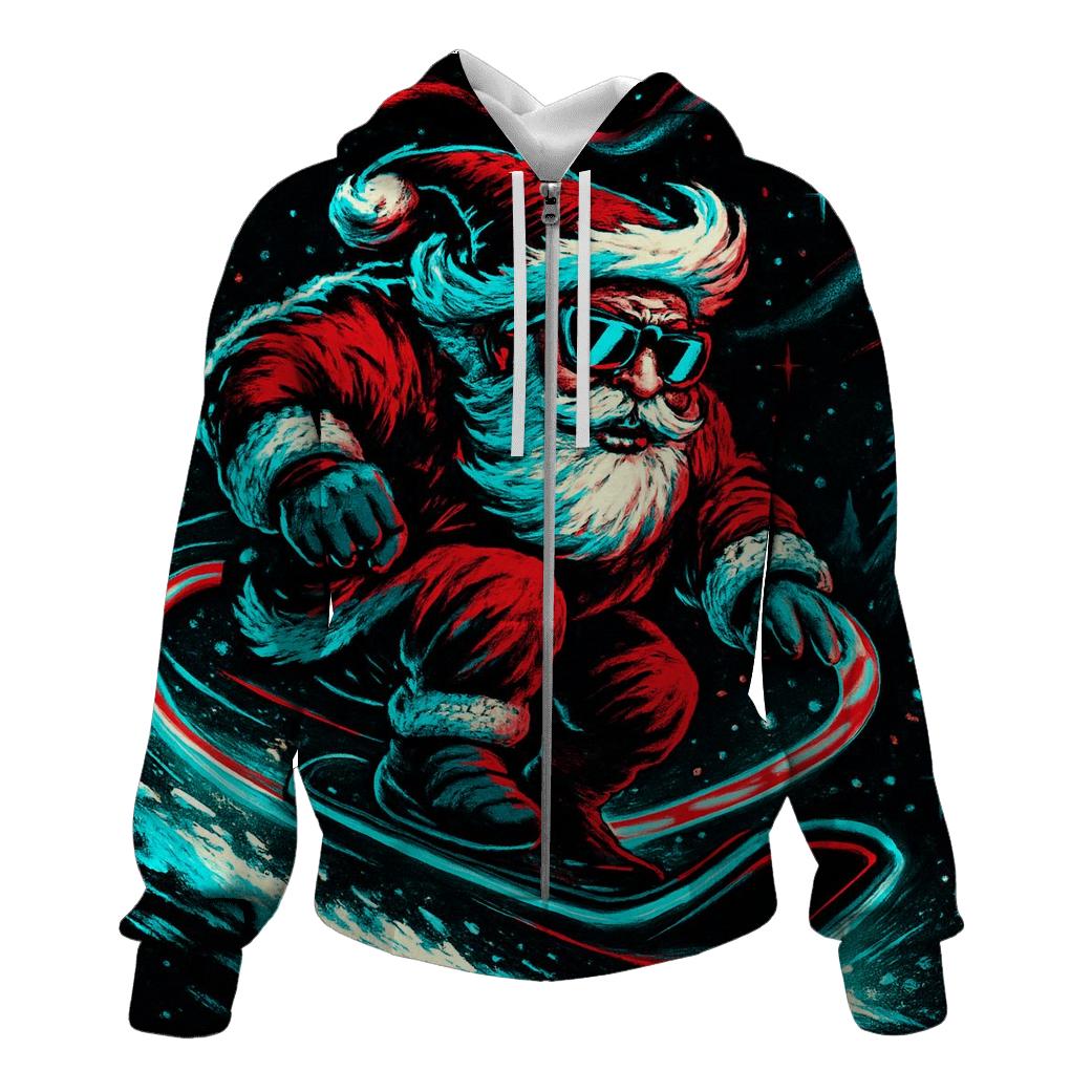 Neon Sleigh Night Rider Santa premium hoodies