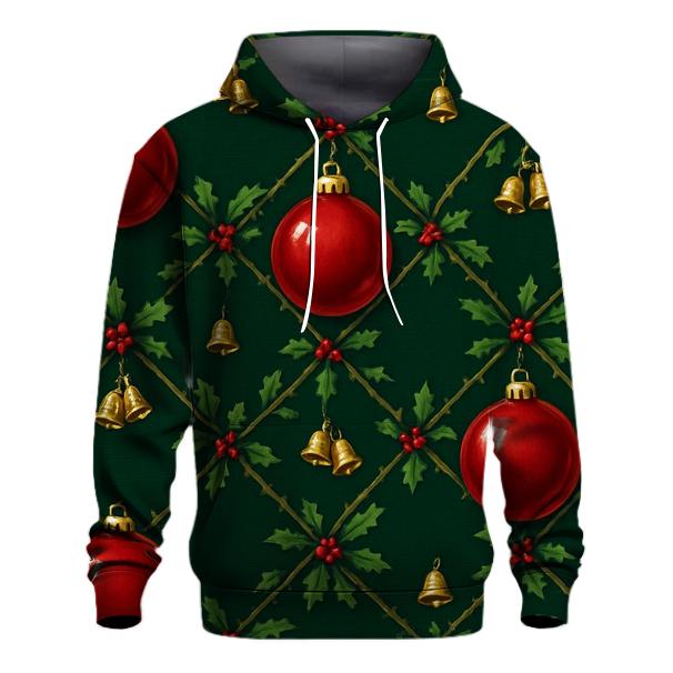 Crimson Ornament Lattice On Midnight Green Background hoodie trends