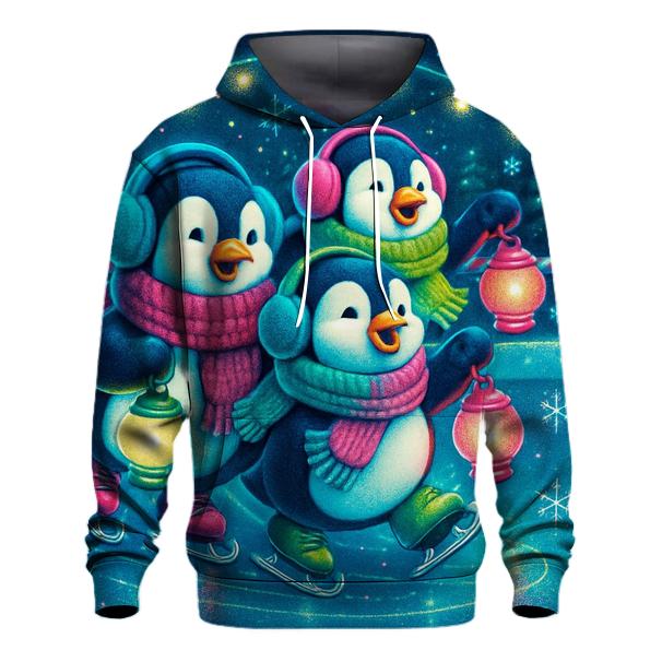 Neon Caroling Penguins On Skates heavyweight hoodies
