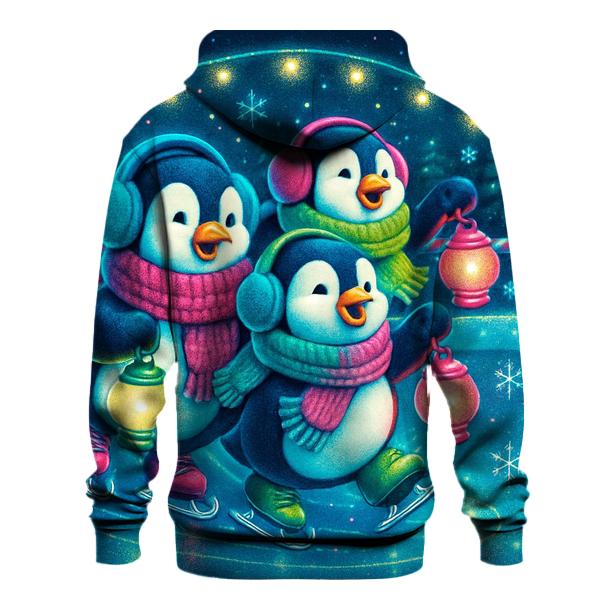 Neon Caroling Penguins On Skates heavyweight hoodies