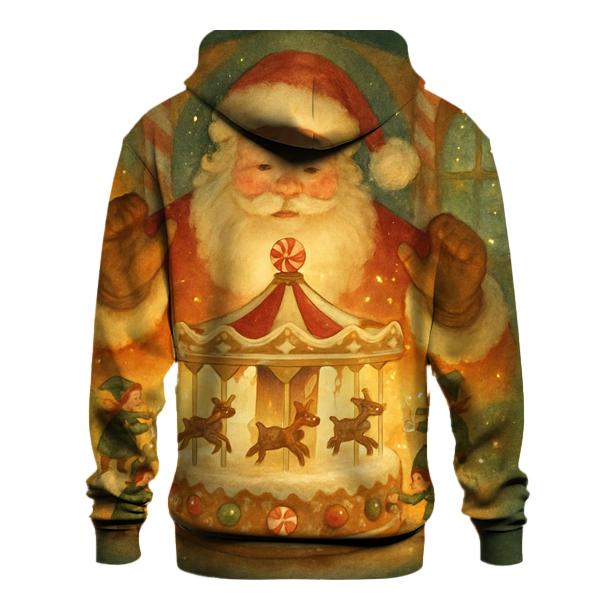 Gingerbread Workshop Carousel Santa lightweight hoodies