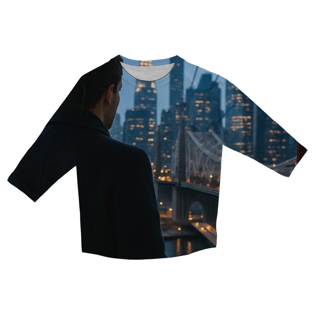Roosevelt Island Tram Blue Hour Over Midtown custom 3/4 sleeve shirts