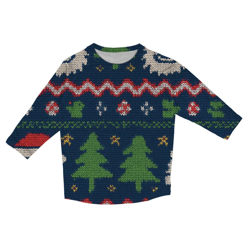 Jolly Yeti Sweater Stripe Riot Design printed three quarter sleeve shirts