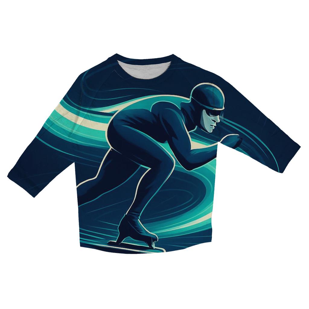 Glacier Sprint Speed Skating Night Poster cotton quarter sleeve shirts