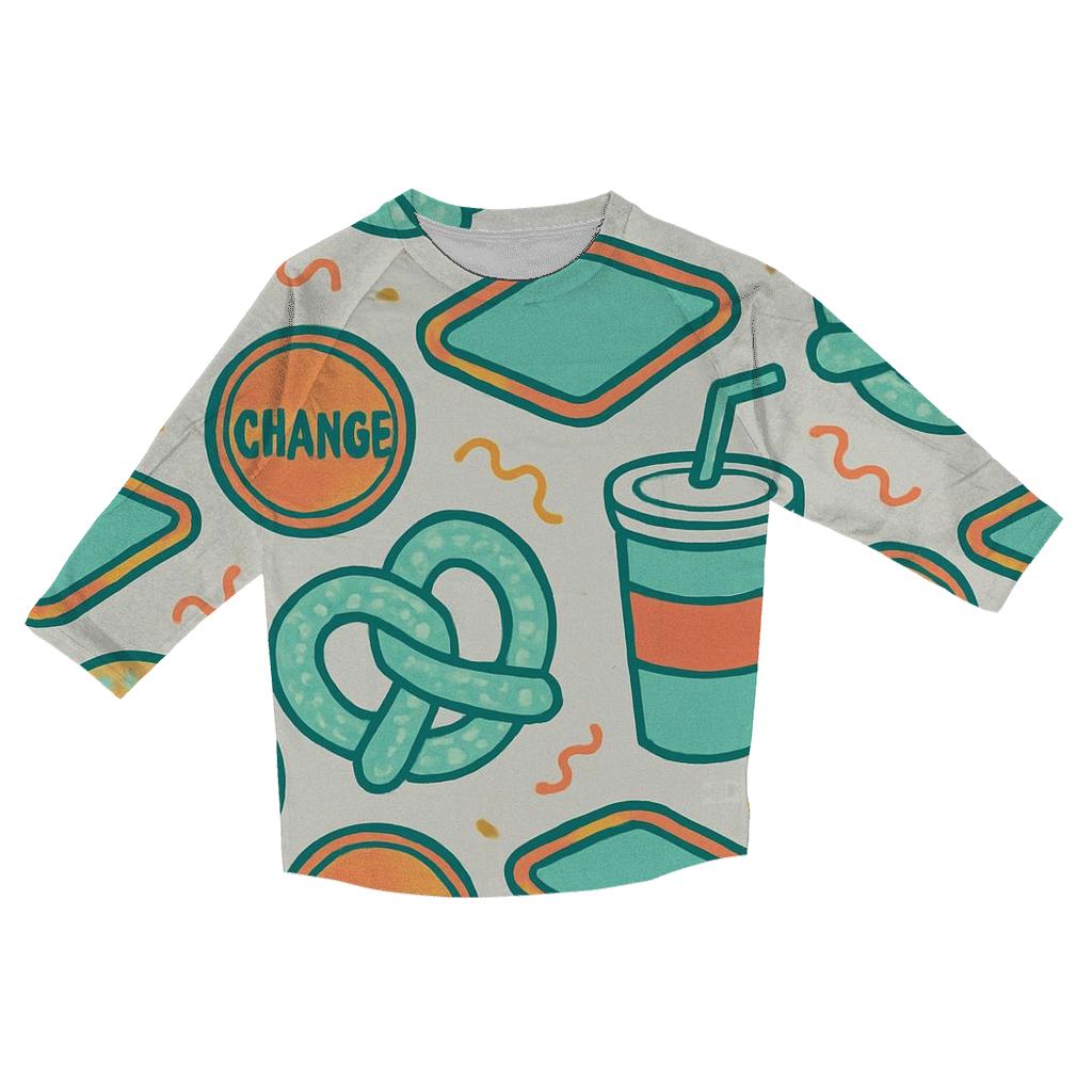 Mall Food Court Neon Pattern custom 3/4 sleeve shirts