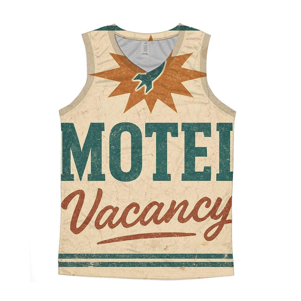 Weathered Space Age Roadside Motel Sign personalized athletic tanks