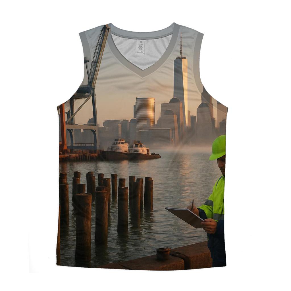 Red Hook Dawn With Working Waterfront And Lower Manhattan casual summer tank tops