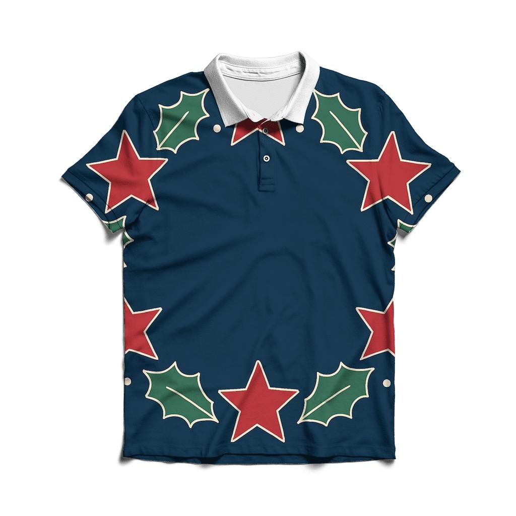 Aurora Star Wreath Of Holly stylish collar polo tees
