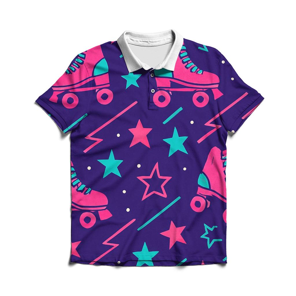 Roller Rink Laser Confetti stylish collar polo tees
