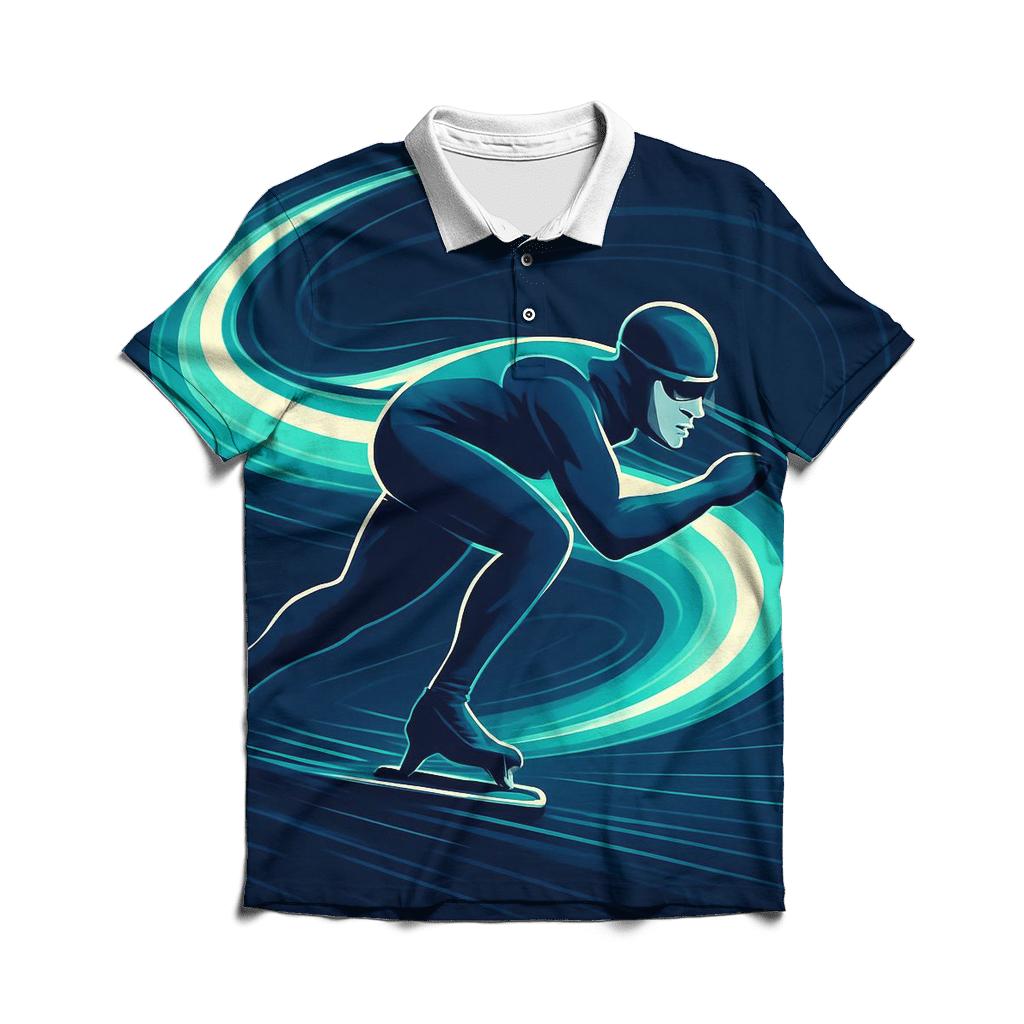Glacier Sprint Speed Skating Night Poster designer slim fit polos