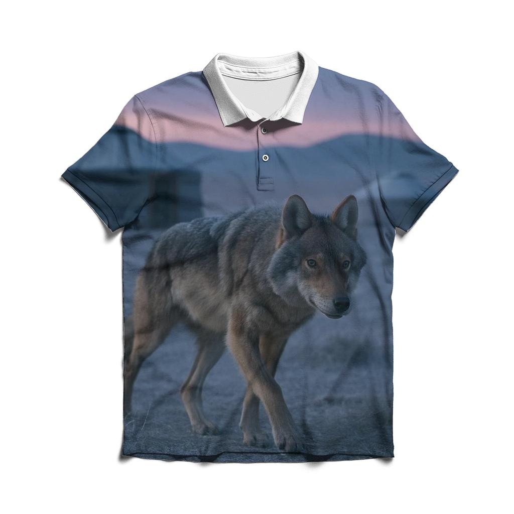 Steppe Wolf Crossing Eagle Festival Grounds At Dawn designer slim fit polos
