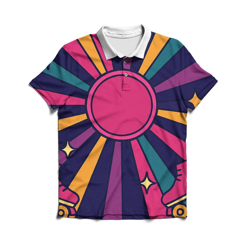 Roller Rink Neon Starburst custom polo shirts