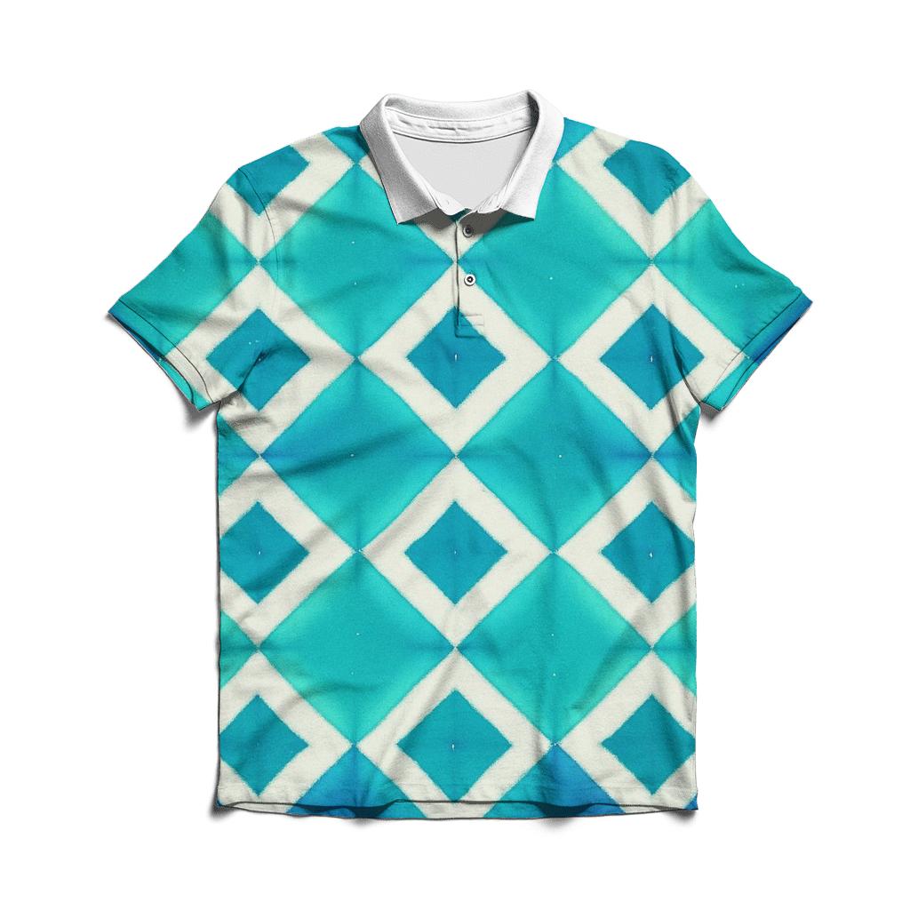 Itajime Aurora Lattice Clamp Resist embroidered polo tops