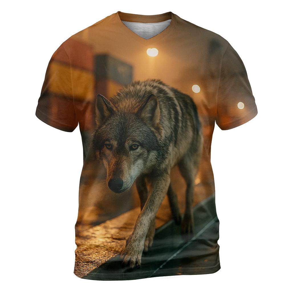 Harbor Breakwater Wolf Under Sodium Lights designer pattern shirts