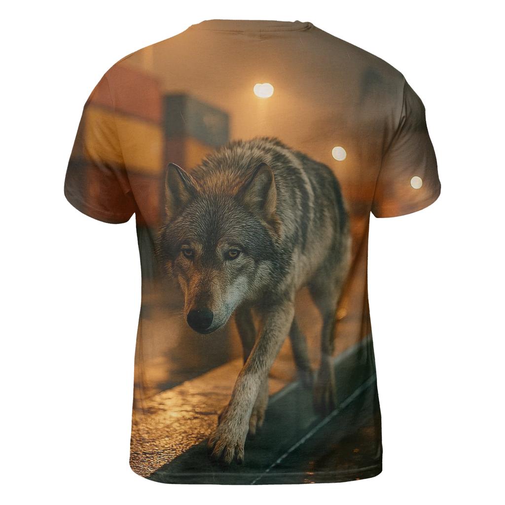 Harbor Breakwater Wolf Under Sodium Lights designer pattern shirts