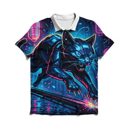 Neon Railrunner Alley Cat embroidered polo tops