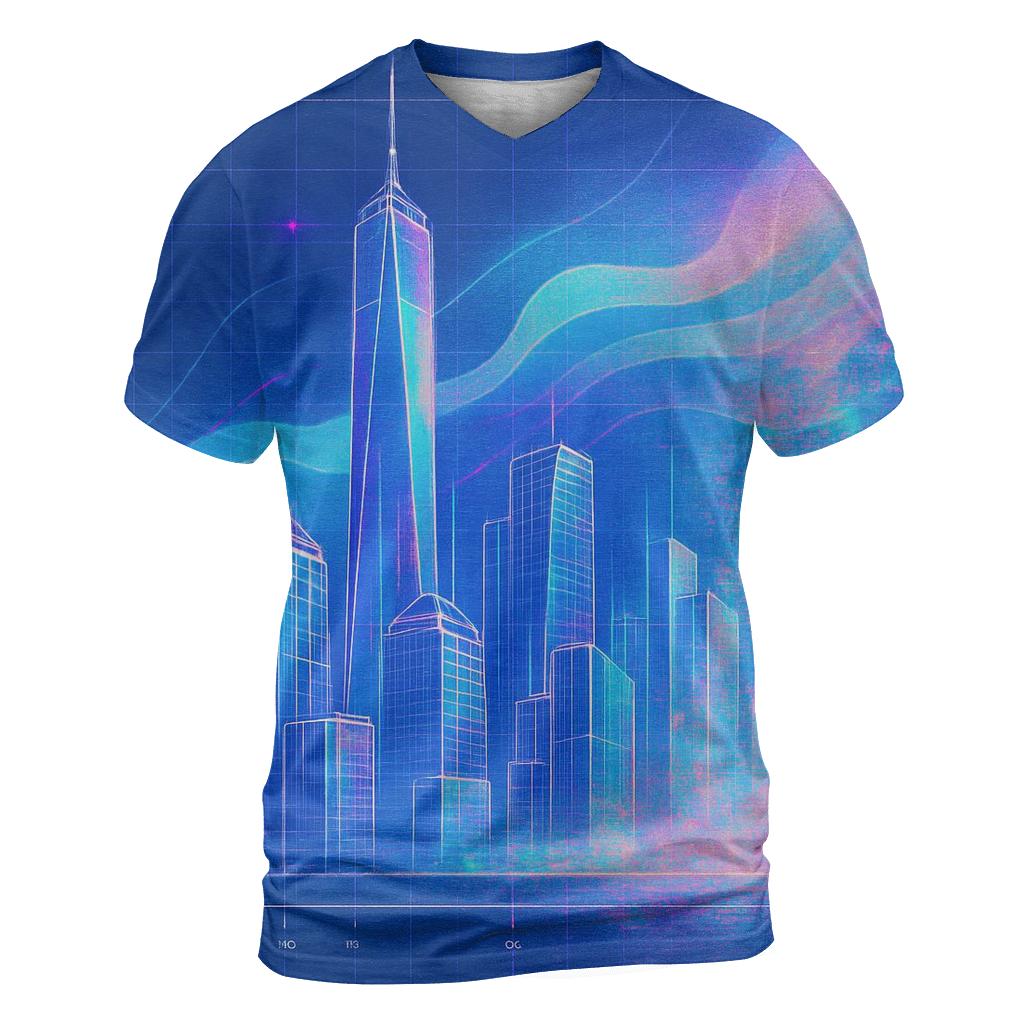 Prismatic City Blueprint Mirage statement graphic shirts