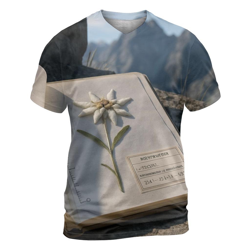 Alpine Edelweiss Pressed In A Field Herbarium Notebook artistic all-over print tops