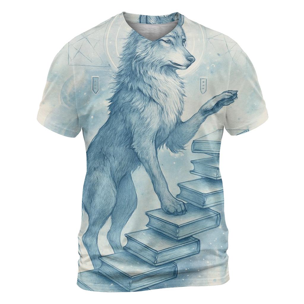 Lunar Library Sentinel Wolf creative print fashion shirts