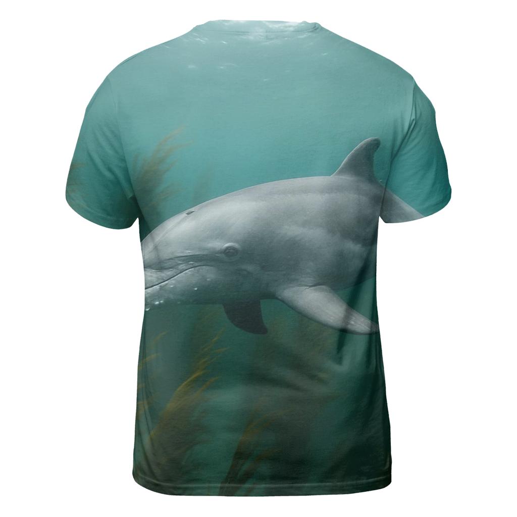 Kelp Corridor Pursuit Bottlenose Dolphin vibrant all-over design tees
