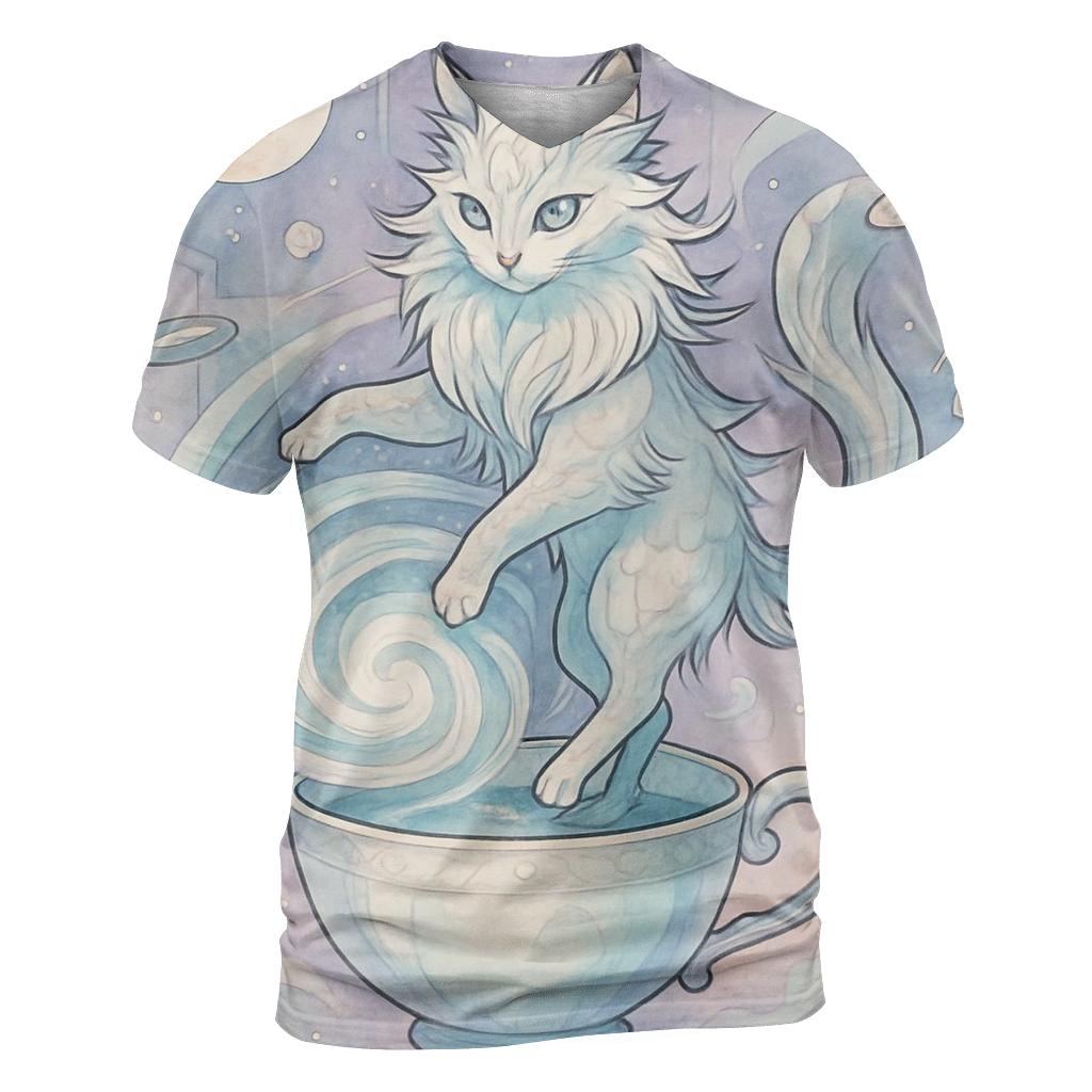 Teacup Tempest Mystic Cat artistic all-over print tops