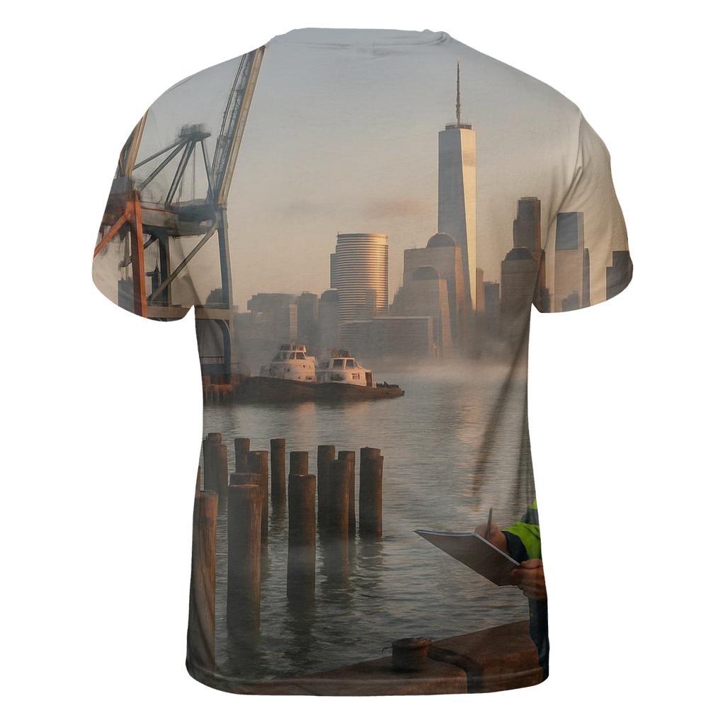 Red Hook Dawn With Working Waterfront And Lower Manhattan vibrant all-over design tees