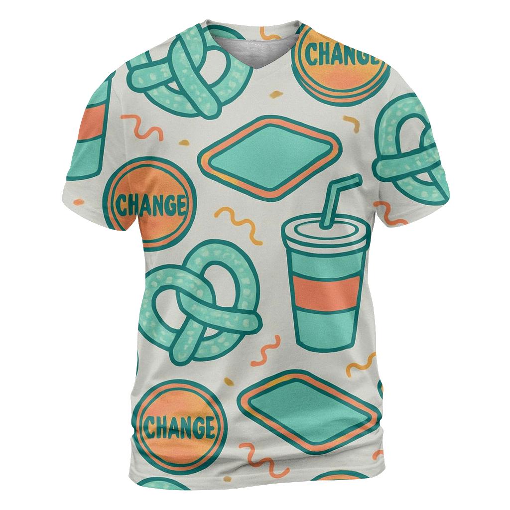 Mall Food Court Neon Pattern trendy printed shirt styles